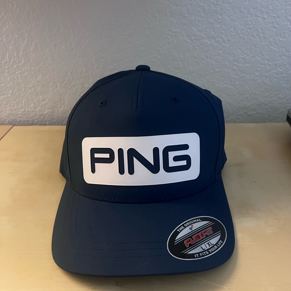 PING Flexfit Golf Hat Dark Blue Athletic Stretch Cap Size L/XL